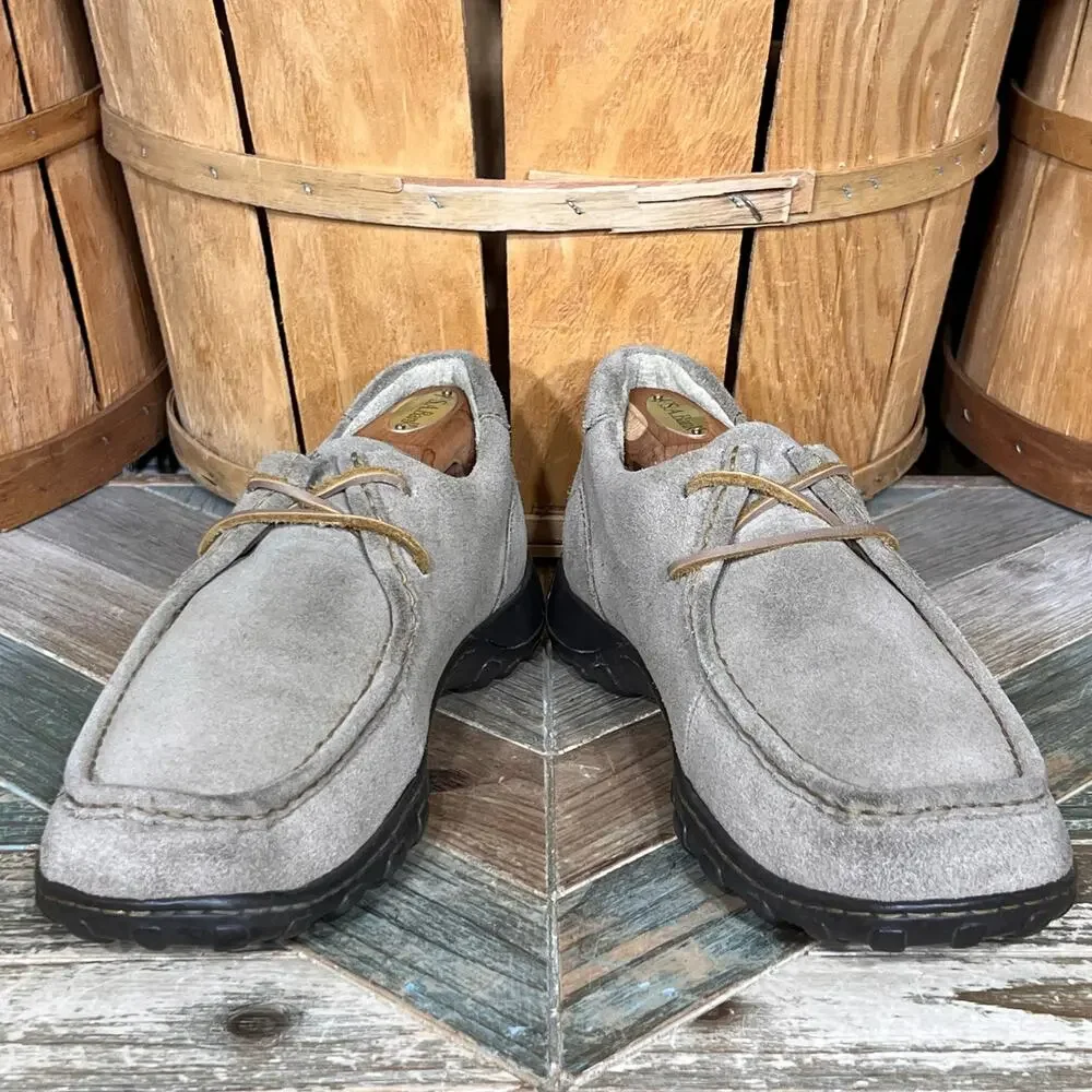 Born Handcrafted 2-Eye Tan Sand Suede Lace-Up Moc Toe Comfort Oxfords Mens 9.5